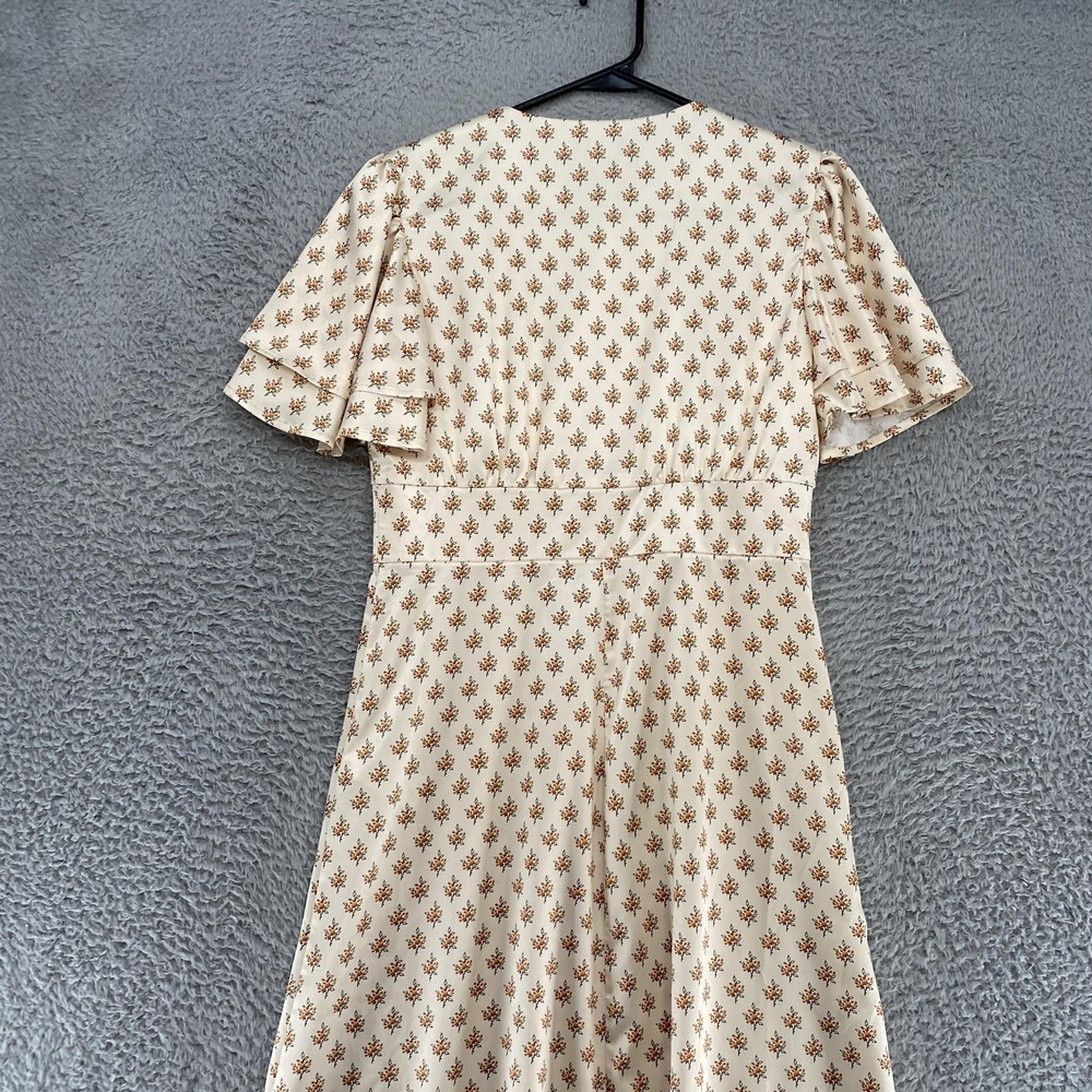 Alexa Chung Dress Womens 8 Babydoll Floral Prairie Satin Flutter Sleeve Midi - Picture 14 of 16